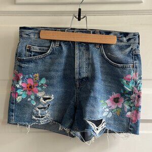 TopShop Floral Denim Shorts
